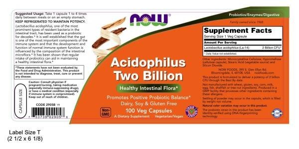 Now Foods Acidophilus Two Billion 100 Capsule