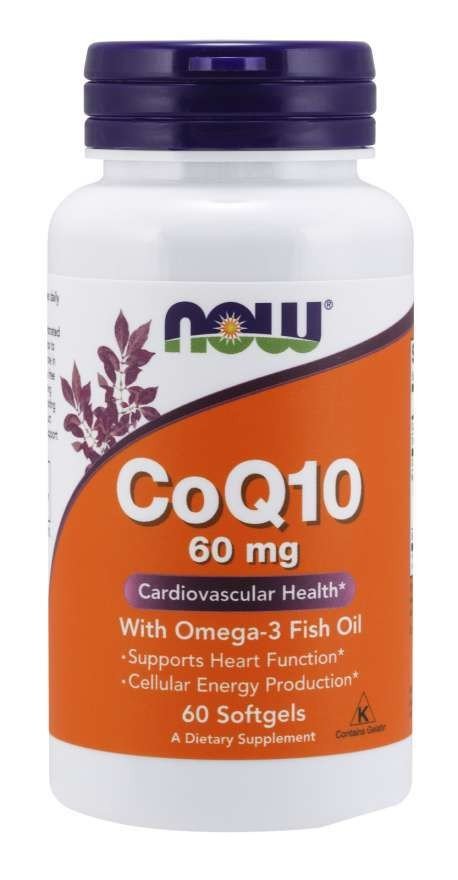 Now Foods CoQ10 60 mg W/Omega 3 Fish Oils 60 Softgel