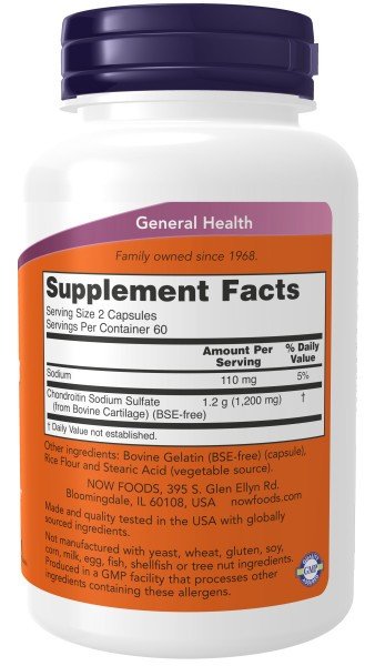 Now Foods Chondroitin Sulfate 600mg 120 Capsule