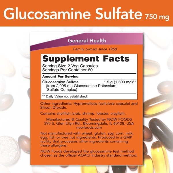 Now Foods Glucosamine Sulfate 750mg 120 Capsule
