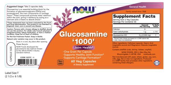 Now Foods Glucosamine HCL 1000mg 60 Capsule