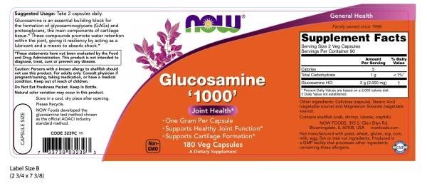 Now Foods Glucosamine HCL 1000mg 180 Capsule