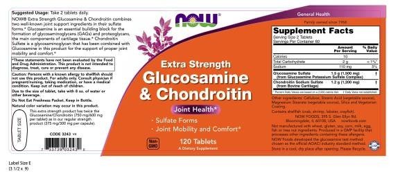 Now Foods Glucosamine &amp; Chondroitin Extra Strength 120 Tablet