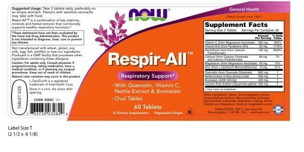 Now Foods Respir-All 60 Tablet