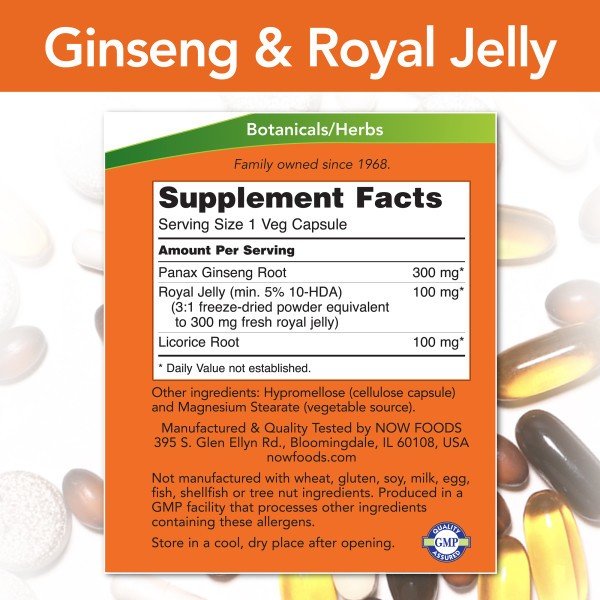 Now Foods Ginseng &amp; Royal Jelly 300mg/300mg 90 Capsule