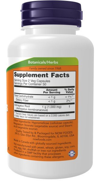 Now Foods Astragalus 500mg 100 Capsule