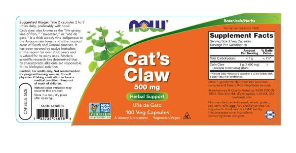 Now Foods Cat&#39;s Claw 500mg 100 Capsule