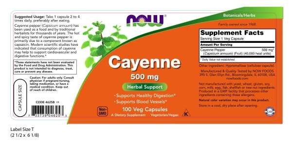 Now Foods Cayenne 500mg 100 Capsule