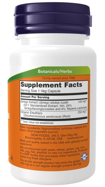 Now Foods Ginkgo Biloba,Double Strength 120mg 50 VegCap