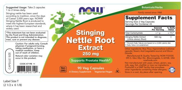 Now Foods Nettle Root Extract 250mg 90 VegCap