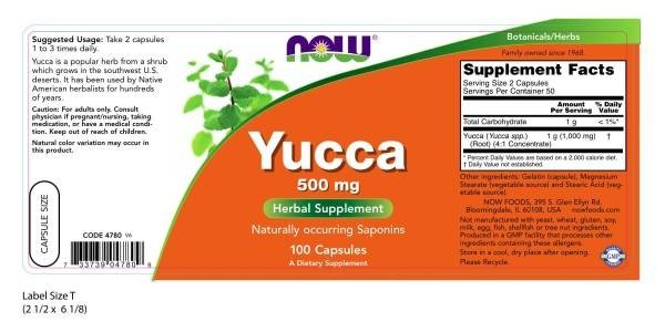 Now Foods Yucca 500mg 100 Capsule