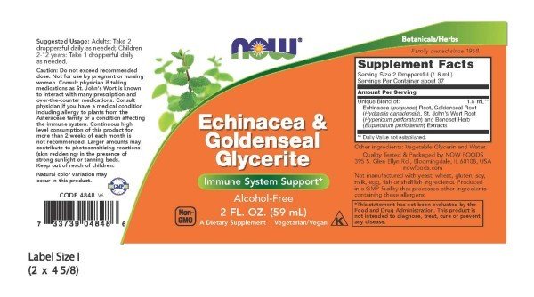 Now Foods Echinacea &amp; Goldenseal Glycerite 2 oz Liquid