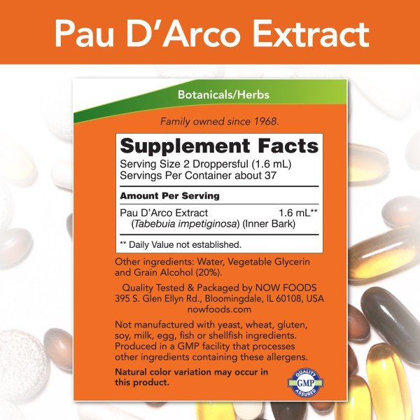 Now Foods Pau D&#39; Arco Extract 2 oz Liquid