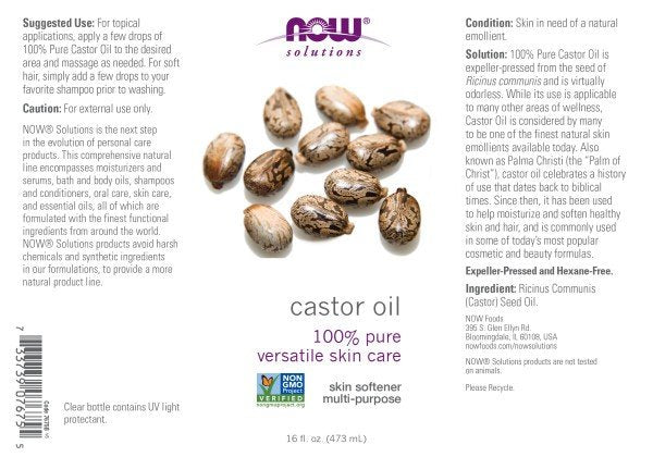 Now Foods Solutions Castor Oil 16 oz Liquid