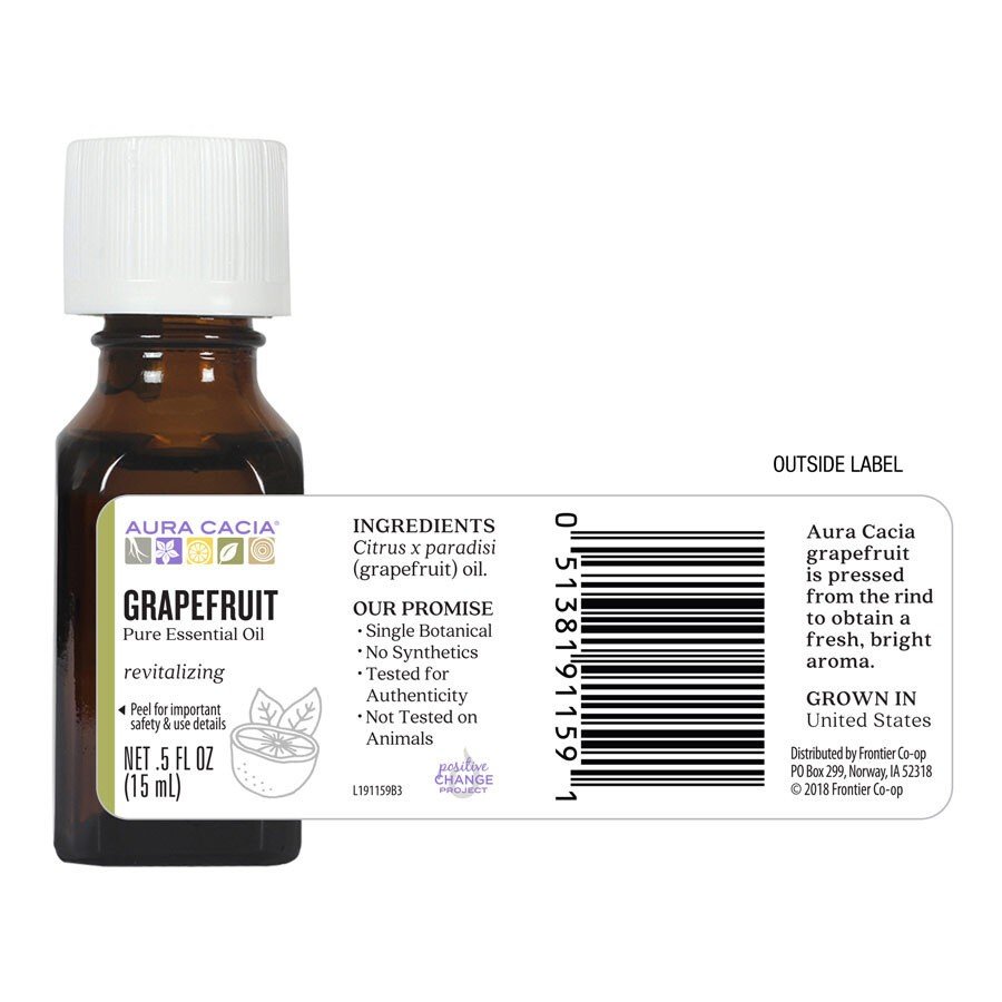 Aura Cacia Grapefruit Essential Oil 0.5 oz Oil