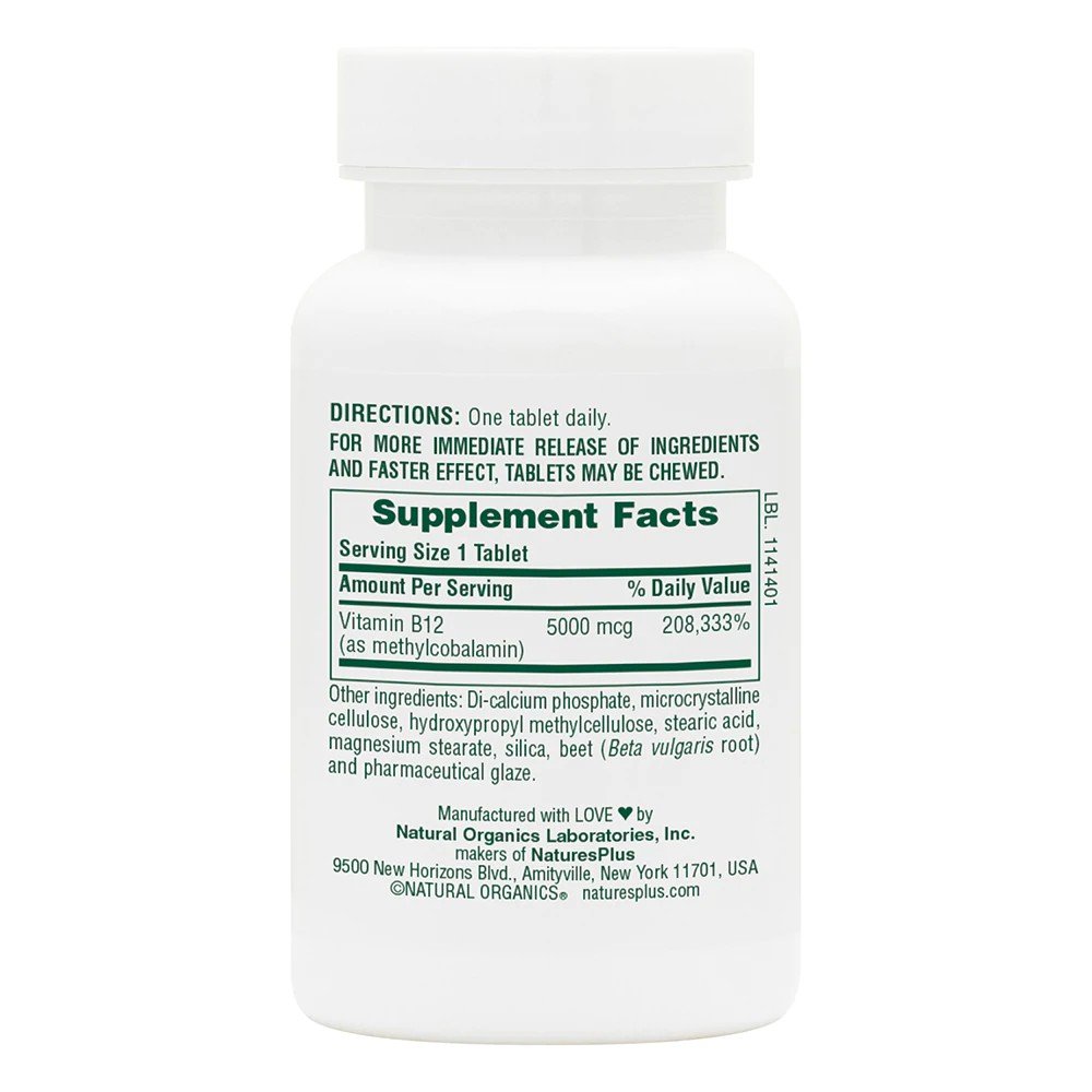 Nature&#39;s Plus Shot-O-B-12 5000mcg Time Release 30 Sustained Release Tablet