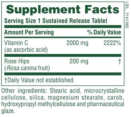 Nature&#39;s Plus Ultra C 2000mg Time Release with Rose Hips 90 Sustained Release Tablet