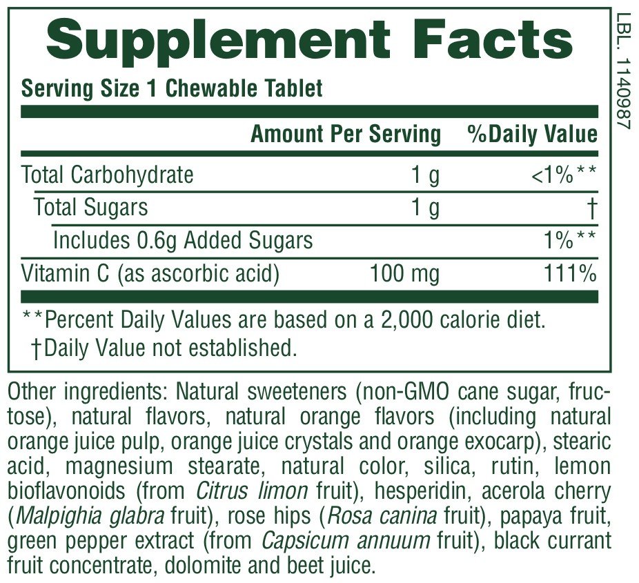 Nature&#39;s Plus Orange Juice Jr. 100mg 180 Chewable