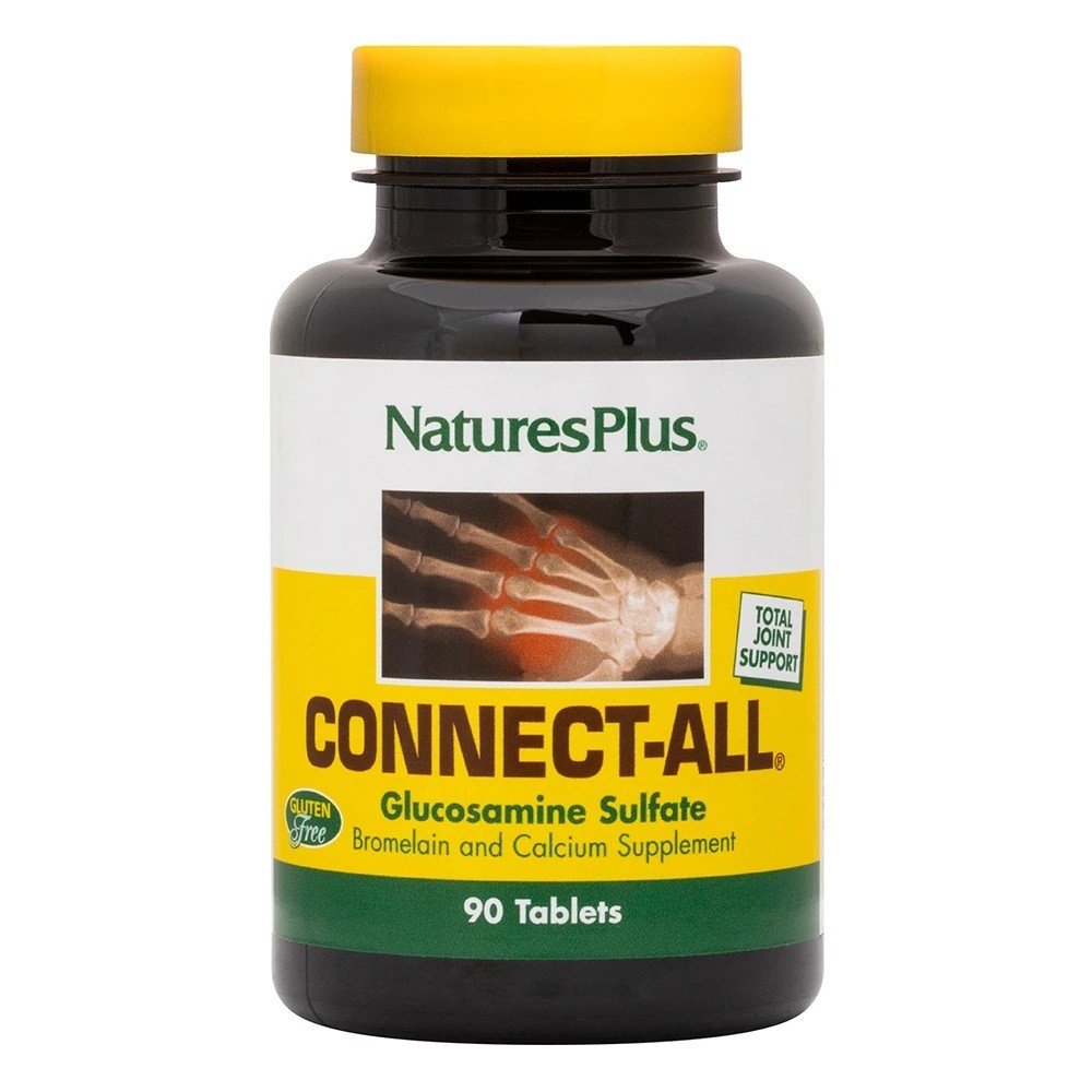 Connect-All | Natures Plus | Joint Support | Glucosamine Sulfate | Bromelain | Calcium | Gluten Free | 90 Tablets | VitaminLife