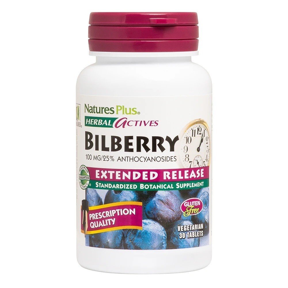 Nature&#39;s Plus Bilberry Extract 100mg Time Release 30 Sustained Release Tablet