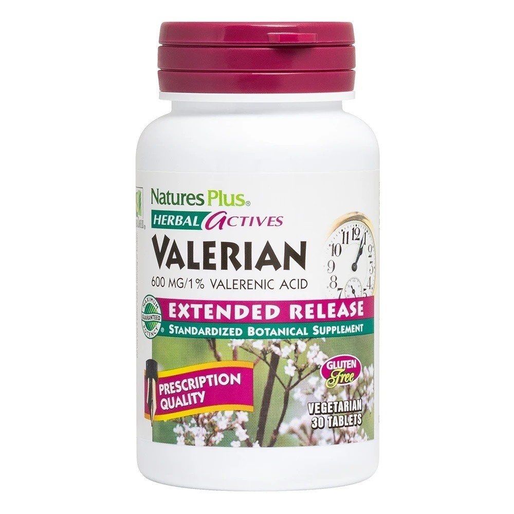 Valerian | Natures Plus Herbal Actives | 600 milligrams Valerenic Acid | Extended Release | Prescription Quality | Gluten Free | Vegetarian | 30 Tablets | VitaminLife