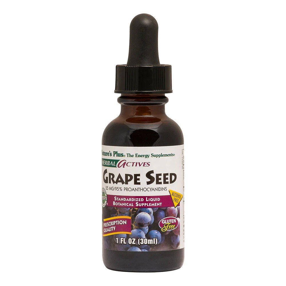 Grape Seed Extract | Natures Plus Herbal Actives | Alcohol-Free | Gluten Free | Botanical Supplement | 1 fluid ounce | 30 milliliters Liquid | VitaminLife