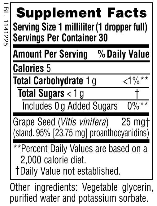 Nature&#39;s Plus Grape Seed Extract No Alcohol 25mg 1 oz Liquid