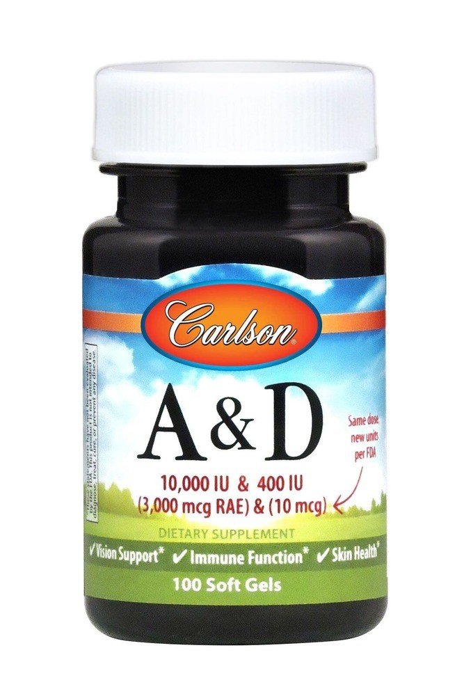 Carlson Laboratories Vitamins A &amp; D 10000 IU &amp; 400 IU 100 Softgel