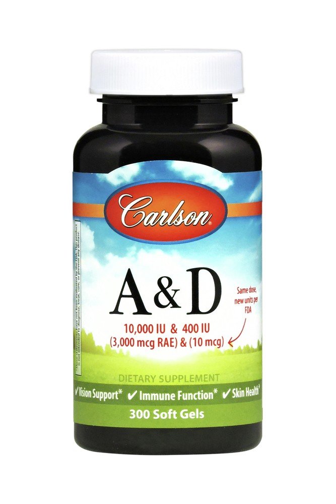 Carlson Laboratories Vitamins A & D 10000 IU & 400 IU 300 Softgel