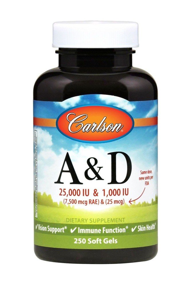 Carlson Laboratories Vitamins A &amp; D 25,000 &amp; 1000 IU 250 Softgel
