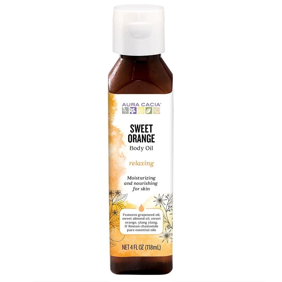 Aura Cacia Aromatherapy Body Oil Relaxing Sweet Orange 4 oz Liquid
