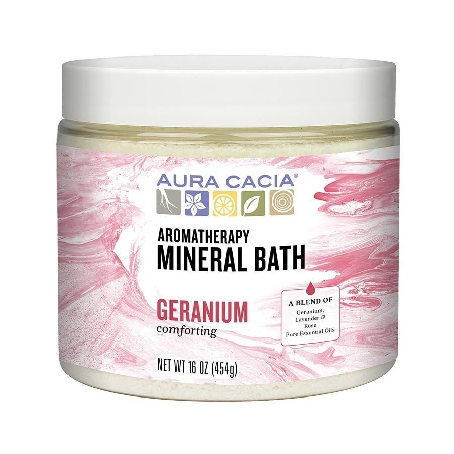 Aura Cacia Mineral Bath-Comforting Geranium 16 oz Bath Salt