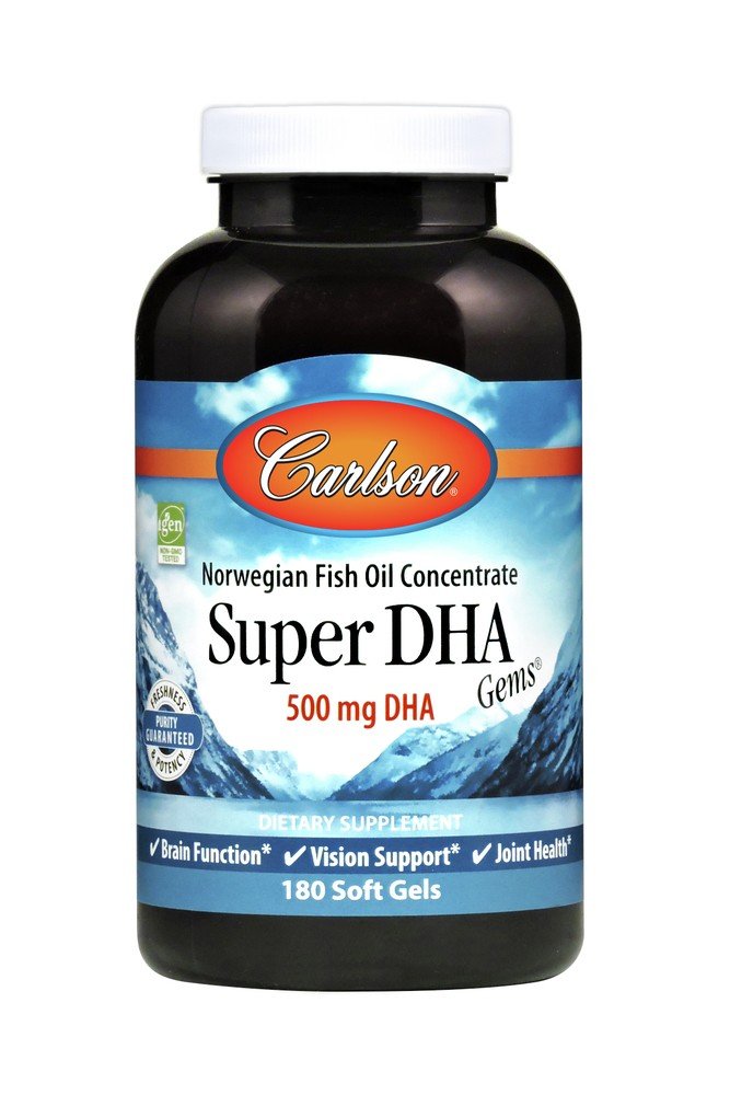 Carlson Laboratories Super DHA 500mg EPA 200mg 180 Softgel