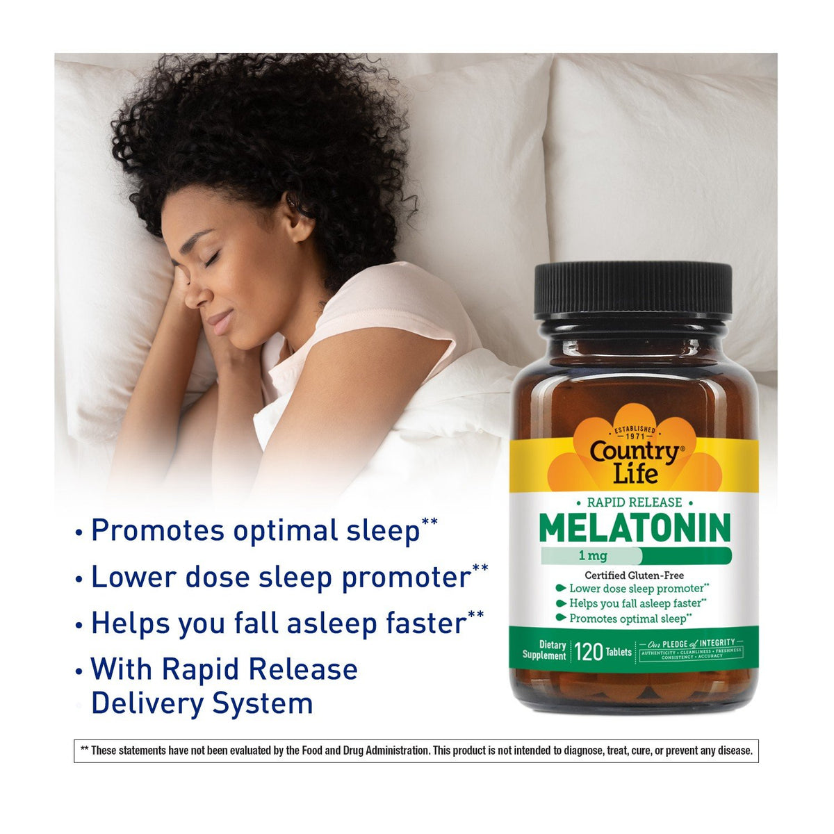 Country Life Melatonin 1mg Rapid Release 120 Tablet