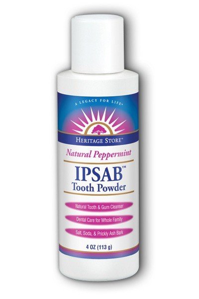 Heritage Store Toothpowder-Ipsab Peppermint 4 oz Powder