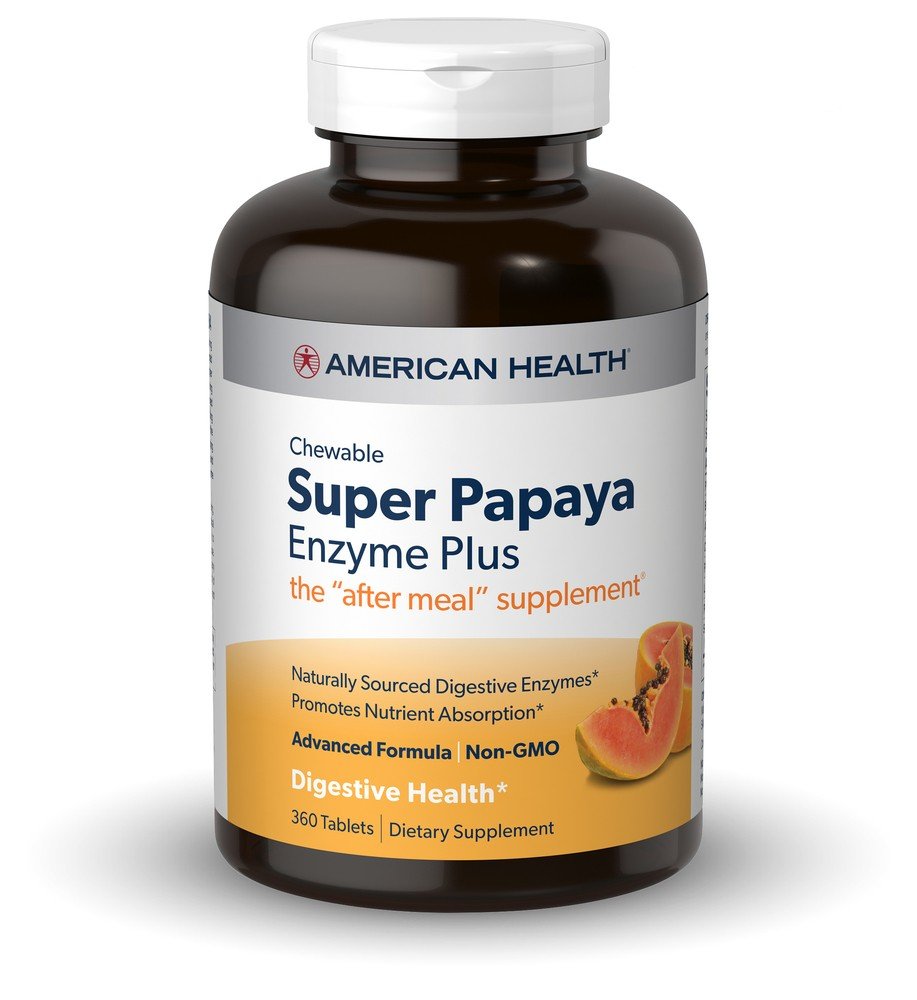 Super Papaya Enzyme Plus | American Health | Digestive Enzymes | Digestive Health | Nutrient Absorption | Non GMO | Dietary Supplement | 360 Tablets | VitaminLife