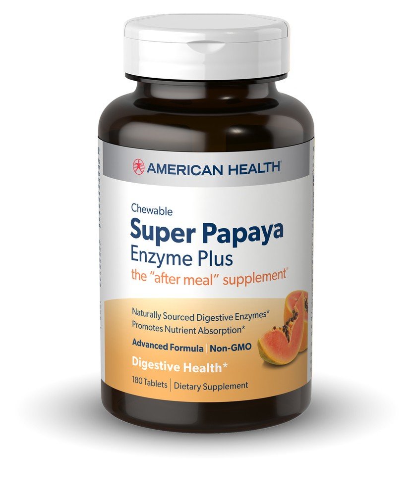 Super Papaya Enzyme Plus | American Health | Digestive Enzymes | Nutrient Absorption | Digestive Health | Non GMO | Dietary Supplement | 180 Tablets | VitaminLife