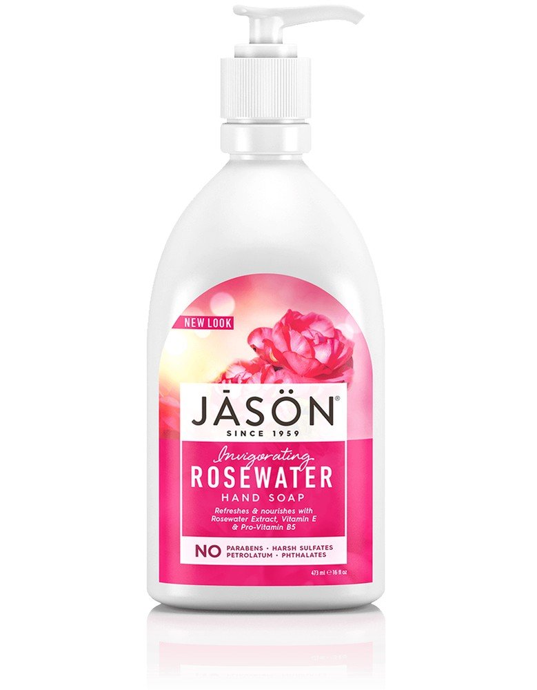 Jason Natural Cosmetics Invigorating Rosewater Hand Soap 16 oz Liquid