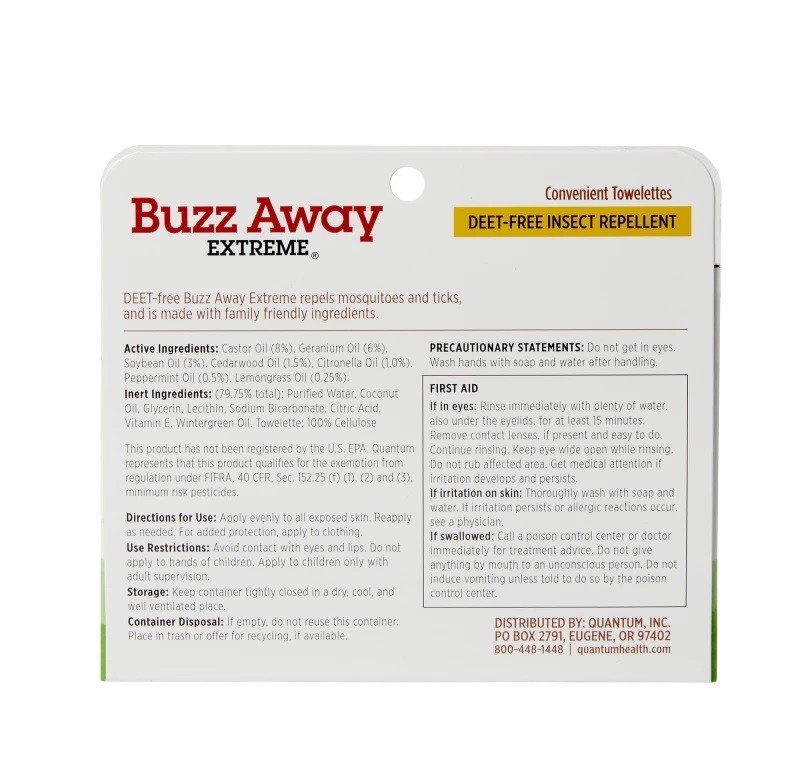 Quantum Health Buzz Away Towelettes 12 Pack