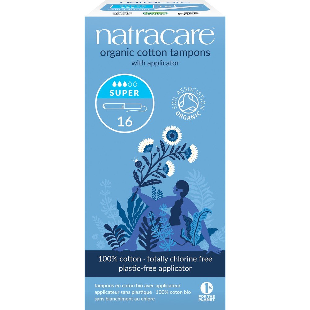 Natracare Certified Organic 100% Cotton Super Applicator Tampons 16 Tampon