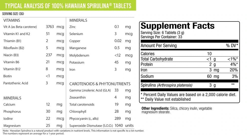 Nutrex Hawaii Inc. Hawaiian Spirulina-500mg 200 Tablet