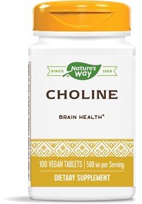 500 milligrams Choline | Nature&#39;s Way | Brain Health | Vegan | Dietary Supplement | 100 Tablets | VitaminLife