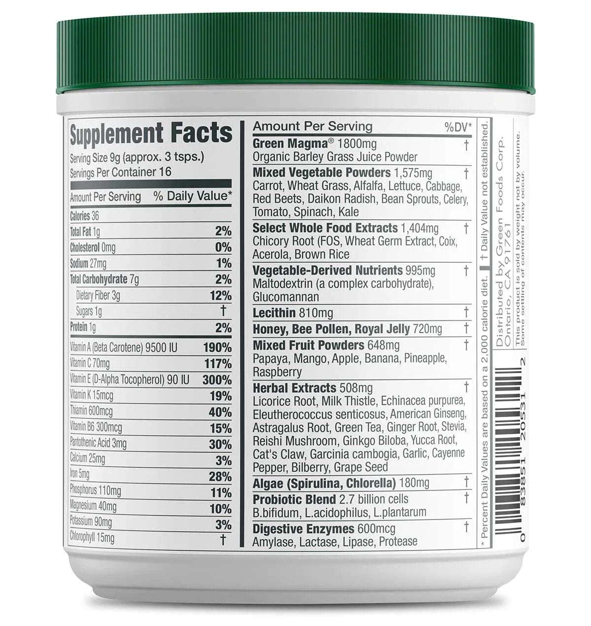 Green Foods Green Magma Plus 5.3 oz Powder