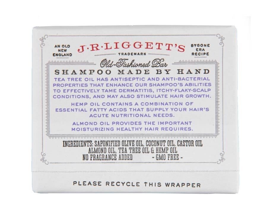 J.R. Liggett Shampoo-Tea Tree &amp; Hemp Oil Formula 3.5 oz Bar Soap