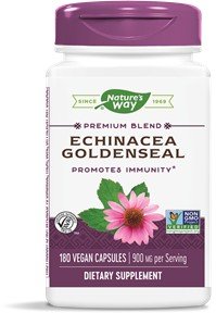 Echinacea Goldenseal | Nature&#39;s Way | Immunity Support | Non GMO | Vegan | Dietary Supplement | 180 Capsules | 180 VegCaps | VitaminLife