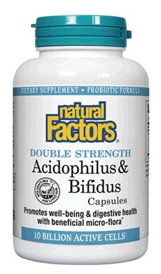 Natural Factors Acidophilus &amp; Bifidus 10 Billion Double Strength 90 Capsule