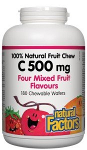 Natural Factors C 500mg Natural Fruit Chews-Mixed Fruit 180 Chewable