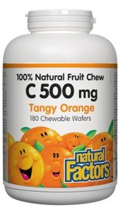 Natural Factors C 500mg Natural Fruit Chews-Tangy Orange 180 Chewable