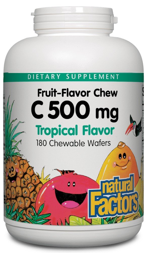 Natural Factors C 500mg Natural Fruit Chews-Jungle Juice 180 Chewable