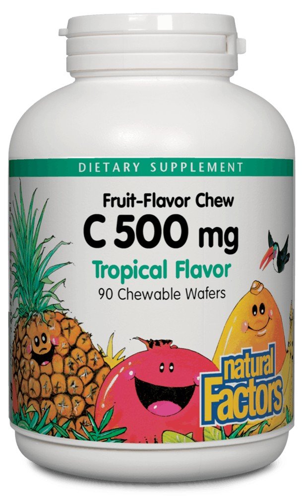 Natural Factors C 500mg Natural Fruit Chews-Tropical Flavor 90 Chewable